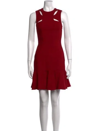 Pre-owned Cinq À Sept Asymmetrical Mini Dress In Red
