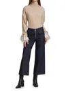 Cinq À Sept Azure Front High-rise Wide-leg Crop Jeans In White