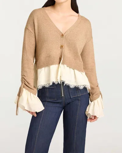 Cinq À Sept Atley Cropped Cardigan In Cappuccino/ivory In Multi