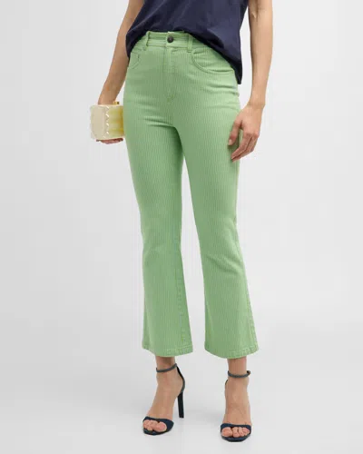 Cinq À Sept Aubrey Pinstripe Kick-flare Jeans In Green