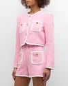 Cinq À Sept Cinq A Sept Auden Tweed Contrast Trim Jacket In Flamingowhite