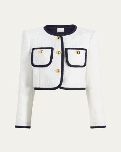 CINQ À SEPT AUDEN CONTRAST BOUCLÉ CROPPED JACKET