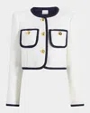 Cinq À Sept Auden Contrast Detail Tweed Jacket In White/navy