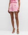 Cinq À Sept Cinq A Sept Auden Tweed Contrast Trim Shorts In Flamingowhite