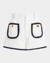 Cinq À Sept Contrast Auden Shorts In White/navy