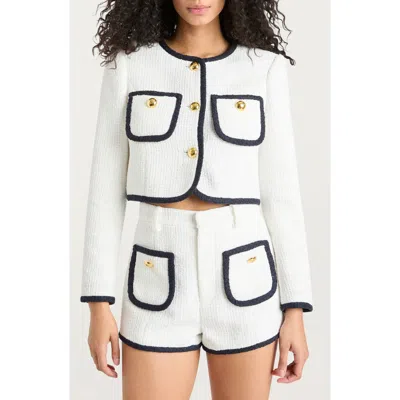 Cinq À Sept Auden Contrast Detail Tweed Jacket In White