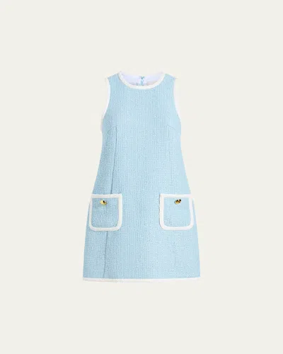 Cinq À Sept Auden Contrast Tweed Sleeveless Mini Shift Dress In 蓝色