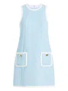 Cinq À Sept Auden Contrast Tweed Sleeveless Mini Shift Dress In 蓝色