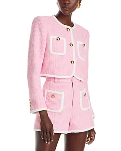 Cinq À Sept Cinq A Sept Auden Tweed Contrast Trim Jacket In Flamingo/white