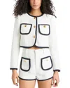 Cinq À Sept Auden Contrast Detail Tweed Jacket In White/navy