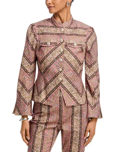 Cinq À Sept Cinq A Sept Avril Jean Jacket In Pepper Paisley In Pink