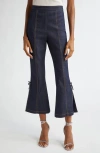 Cinq À Sept Ayleen Crystal Bow Cropped Pants In Indigo