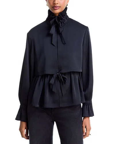 Cinq À Sept Cinq A Sept Azira Tie Neck Flared Cuff Jacket In Black