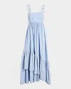 Cinq À Sept Bailey Bow Linen Suiting Dress In Blue Hydrangea