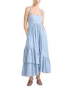 Cinq À Sept Bailey Bow Linen Suiting Dress In Blue Hydrangea