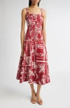 Cinq À Sept Bandana Print A-line Dress In Red