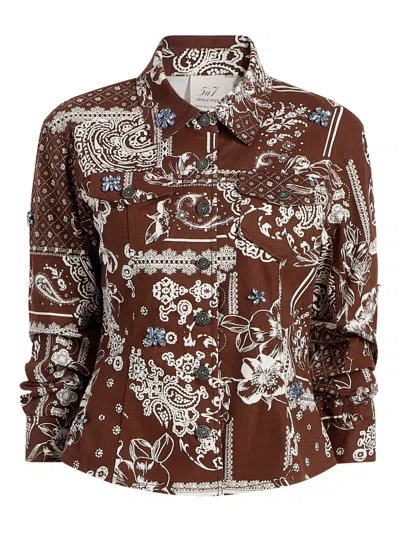 Cinq À Sept Bandana-print Embellished Jacket In Brown