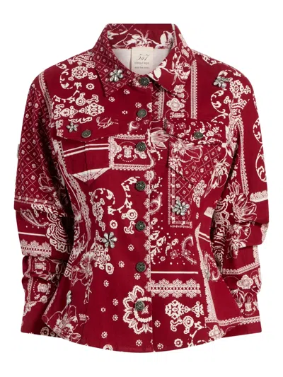 CINQ À SEPT BANDANA-PRINT EMBELLISHED JACKET