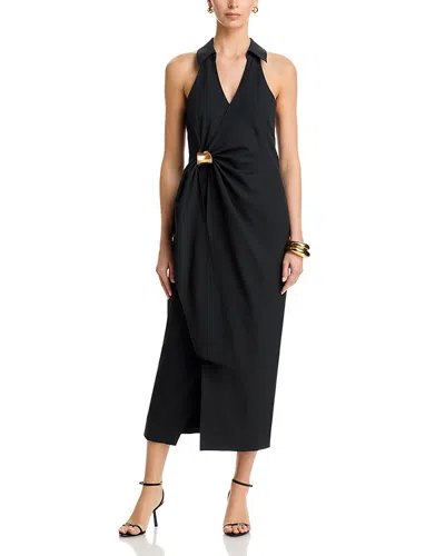 Cinq À Sept Enez Bangle Halter Neck Midi Dress In Black
