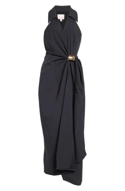 Cinq À Sept Enez Bangle Halter Neck Midi Dress In Black