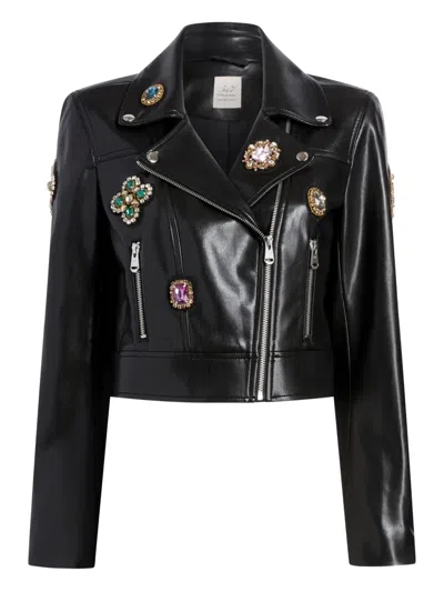 Cinq À Sept Cinq A Sept Baroque Patches Genevieve Faux Leather Jacket In Brown