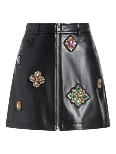 Cinq À Sept Cinq A Sept Baroque Patches Genevieve Faux Leather Skirt In Black