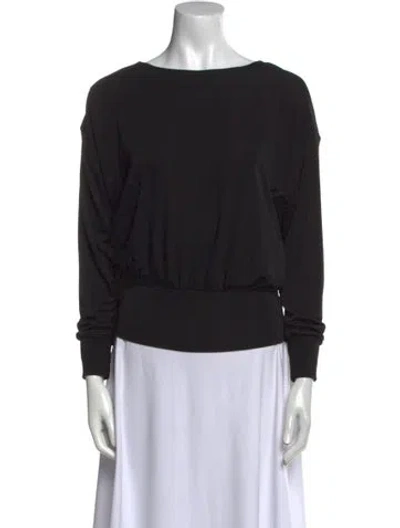 Pre-owned Cinq À Sept Bateau Neckline Long Sleeve Sweatshirt In Black