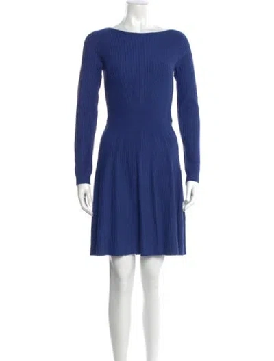 Pre-owned Cinq À Sept Bateau Neckline Midi Length Dress In Blue
