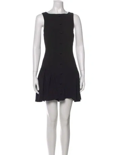 Pre-owned Cinq À Sept Bateau Neckline Mini Dress In Black