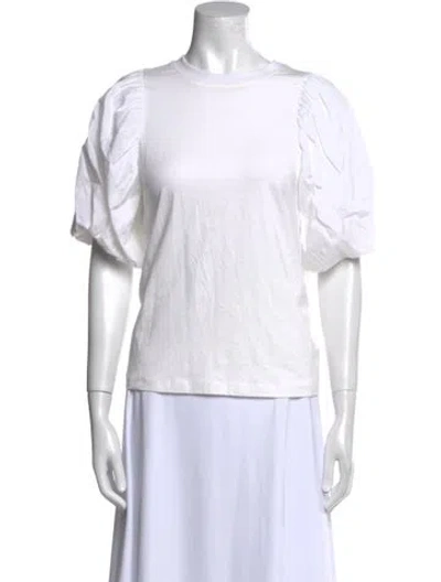 Pre-owned Cinq À Sept Bateau Neckline Short Sleeve T-shirt In White