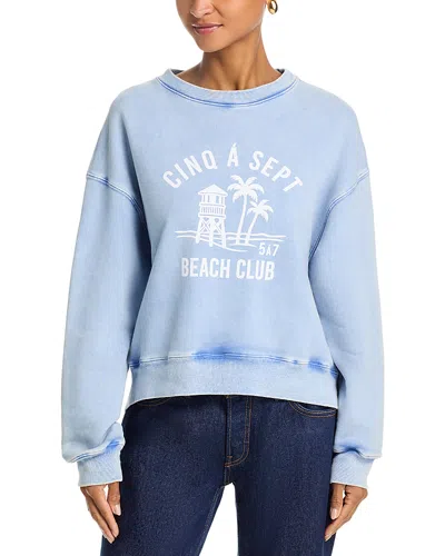 Cinq À Sept Cinq A Sept Beach Club Tumble Washed Brandy Pullover Sweatshirt In Blue