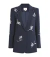 Cinq À Sept Beaded Falling Lillies Karlie Blazer In Navy