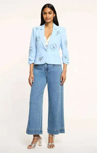 Cinq À Sept Beaded Flowers Le Petit Khloe Blazer In Blue Wisteria