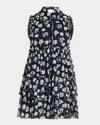 Cinq À Sept Cinq A Sept Tossed Poppies Ruffle Mini Dress In Navy Multi
