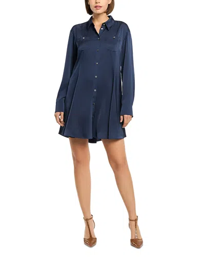 Cinq À Sept Belden Long Sleeve Satin Mini Shirtdress In Multi
