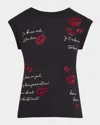 Cinq À Sept Bella Kissing Booth Tee In Blackred