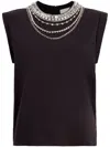Cinq À Sept Bella Necklace-embellished T-shirt In Black