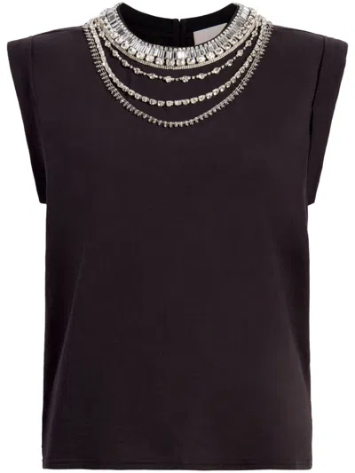 Cinq À Sept Bella Necklace-embellished T-shirt In Black