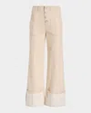 Cinq À Sept Cinq A Sept Benji Cuffed Wide Leg Pants In Khaki