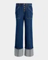 Cinq À Sept Cinq A Sept Benji High Rise Cuffed Jeans In Indigo In Oceane