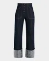 Cinq À Sept Sequin Cuffed Benji Pant In Indigo Clear In Indigoclear