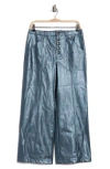 Cinq À Sept Benji Snakeskin Embossed Wide Leg Pants In Onyx