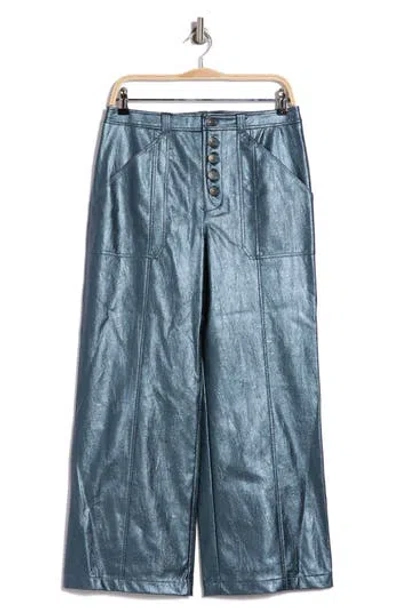 Cinq À Sept Benji Snakeskin Embossed Wide Leg Pants In Onyx