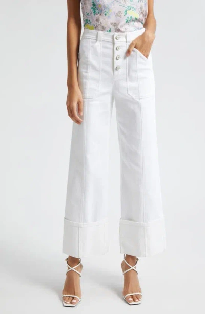 Cinq À Sept Women's Benji Twill Cotton-blend Cuffed Flare Trousers In White