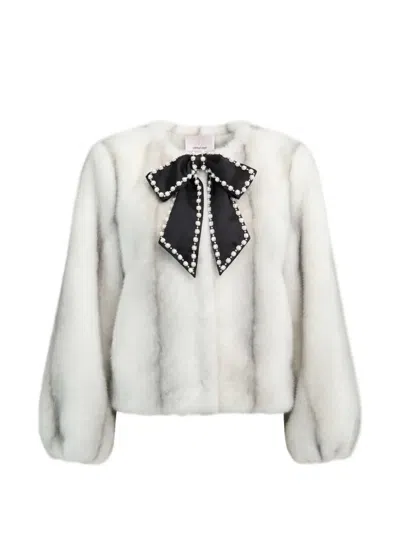 Cinq À Sept Benson Bow-detail Faux-fur Jacket In White