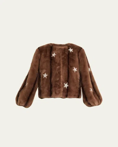 CINQ À SEPT BENSON EMBELLISHED FAUX MINK JACKET