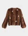 Cinq À Sept Mixed Star Faux Mink Benson Coat Taupe In Burgundy