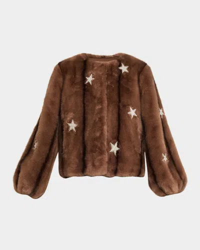 CINQ À SEPT BENSON EMBELLISHED FAUX MINK JACKET