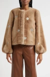 Cinq À Sept Benson Mixed Star Faux Fur Coat In Brown