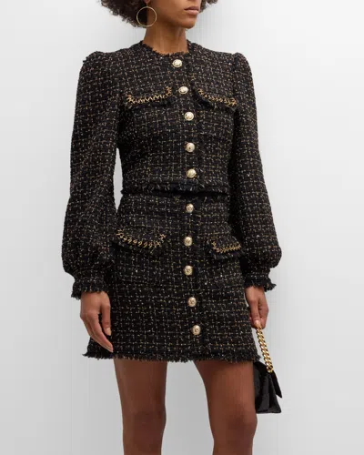 Cinq À Sept Bess Cropped Tweed Jacket In Black